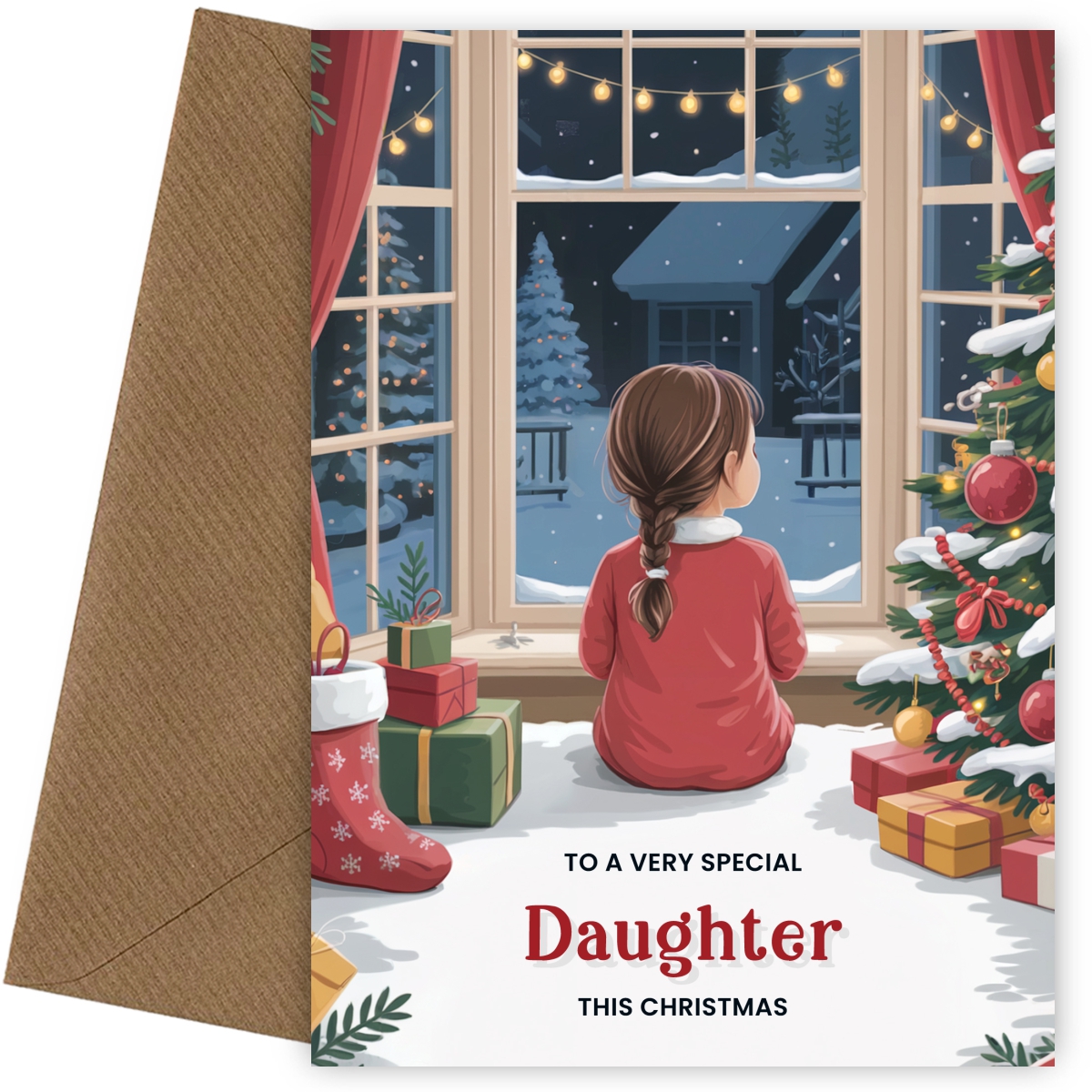 Special Daughter Christmas Card - Cute Young Girl Xmas Cards