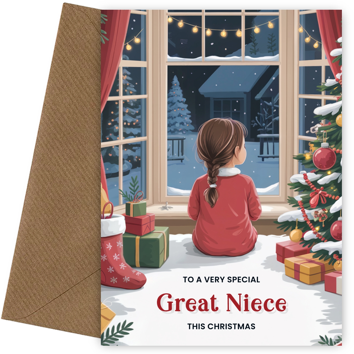 Special Great Niece Christmas Card - Cute Young Girl Xmas Cards