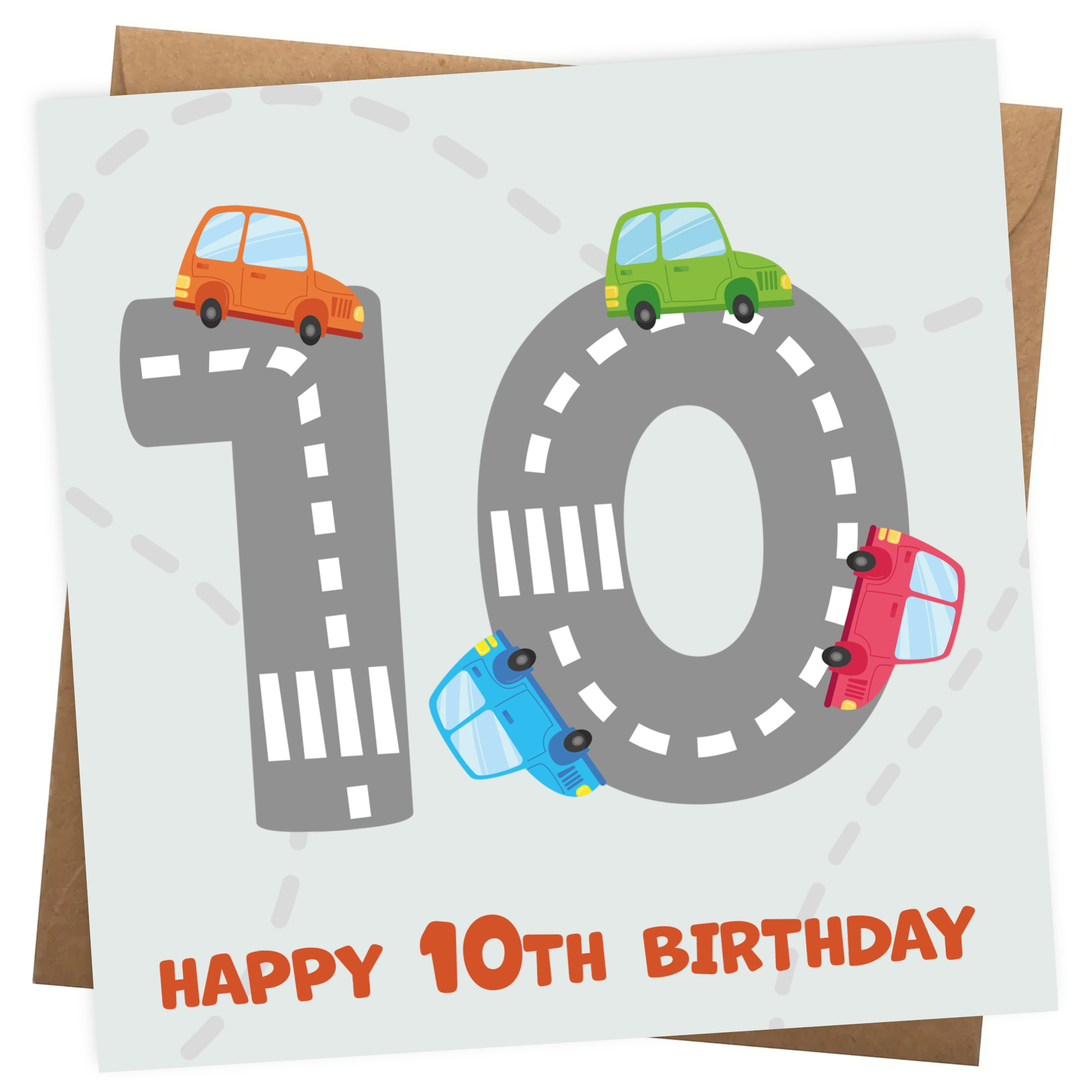 Boys 10th Birthday Card - Cars Playmat Design