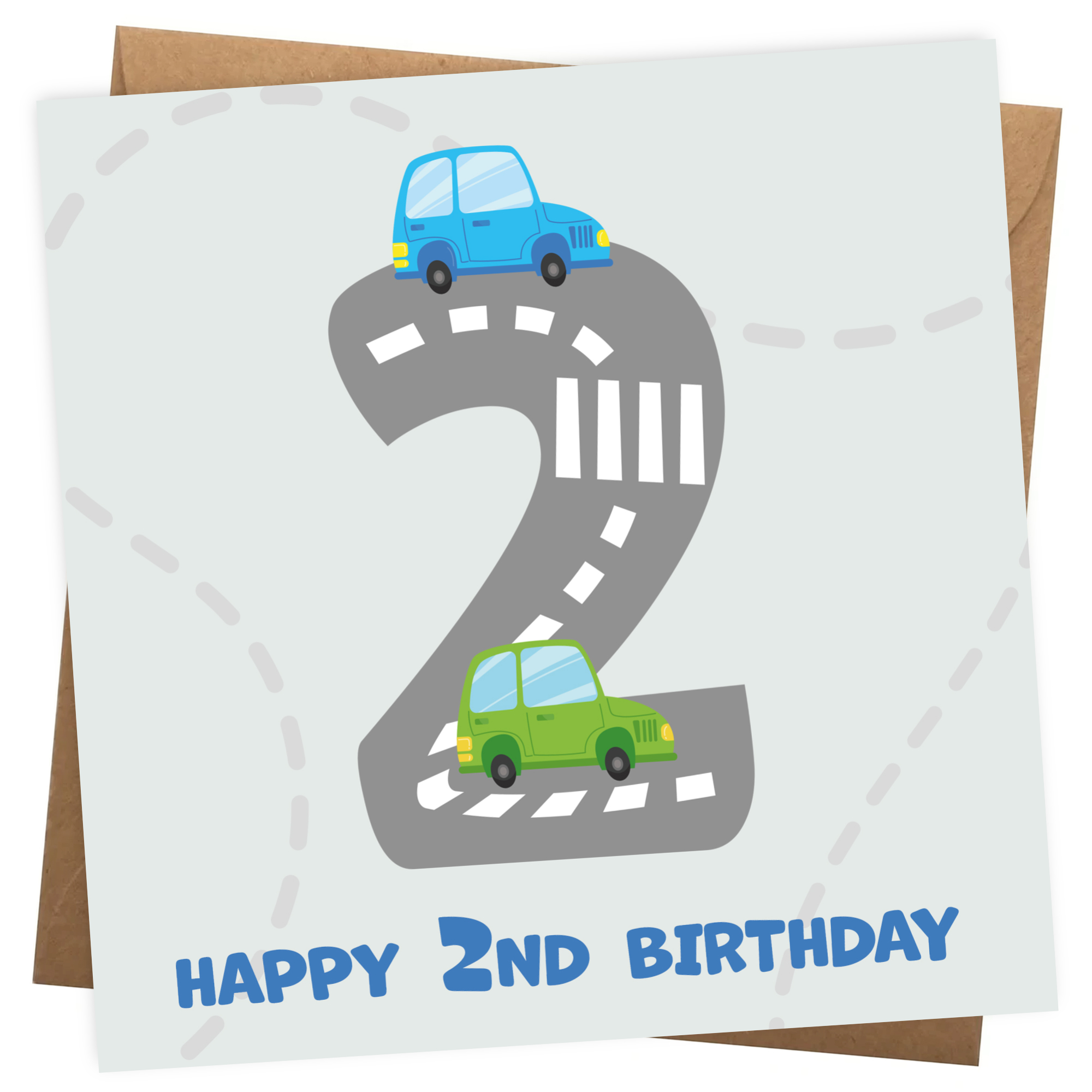 Boys 2nd Birthday Card - Cars Playmat Design