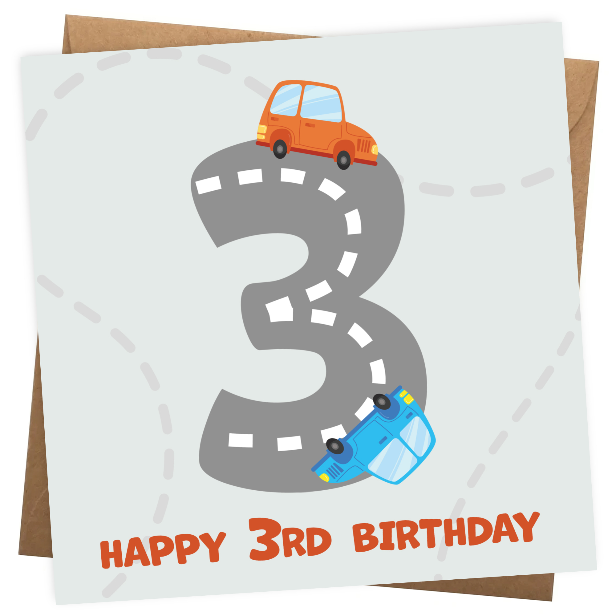 Boys 3rd Birthday Card - Cars Playmat Design