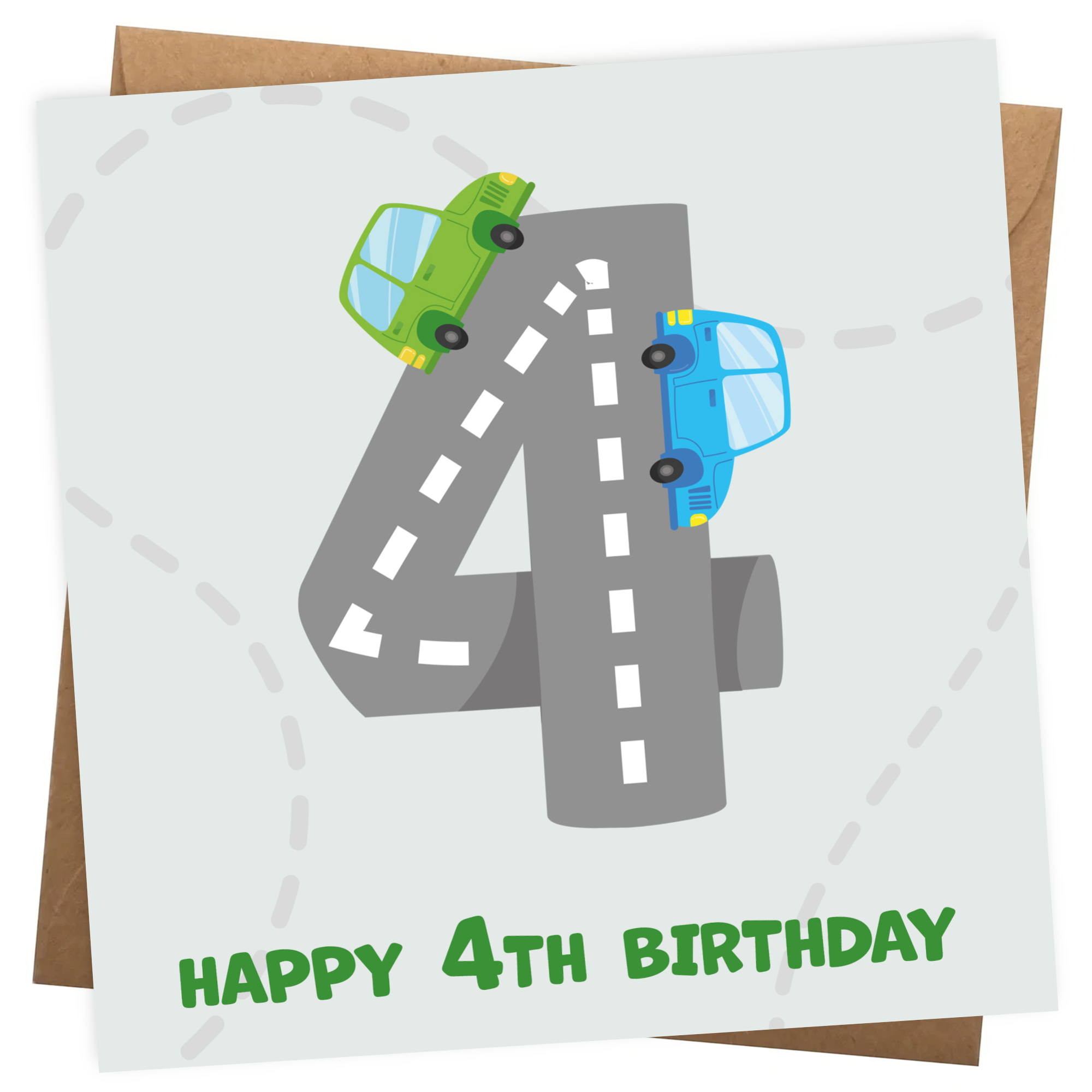 Boys 4th Birthday Card - Cars Playmat Design