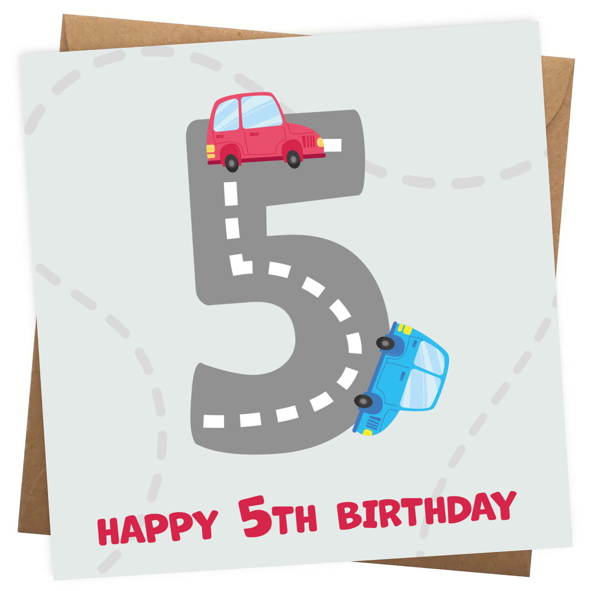 Boys 5th Birthday Card - Cars Playmat Design
