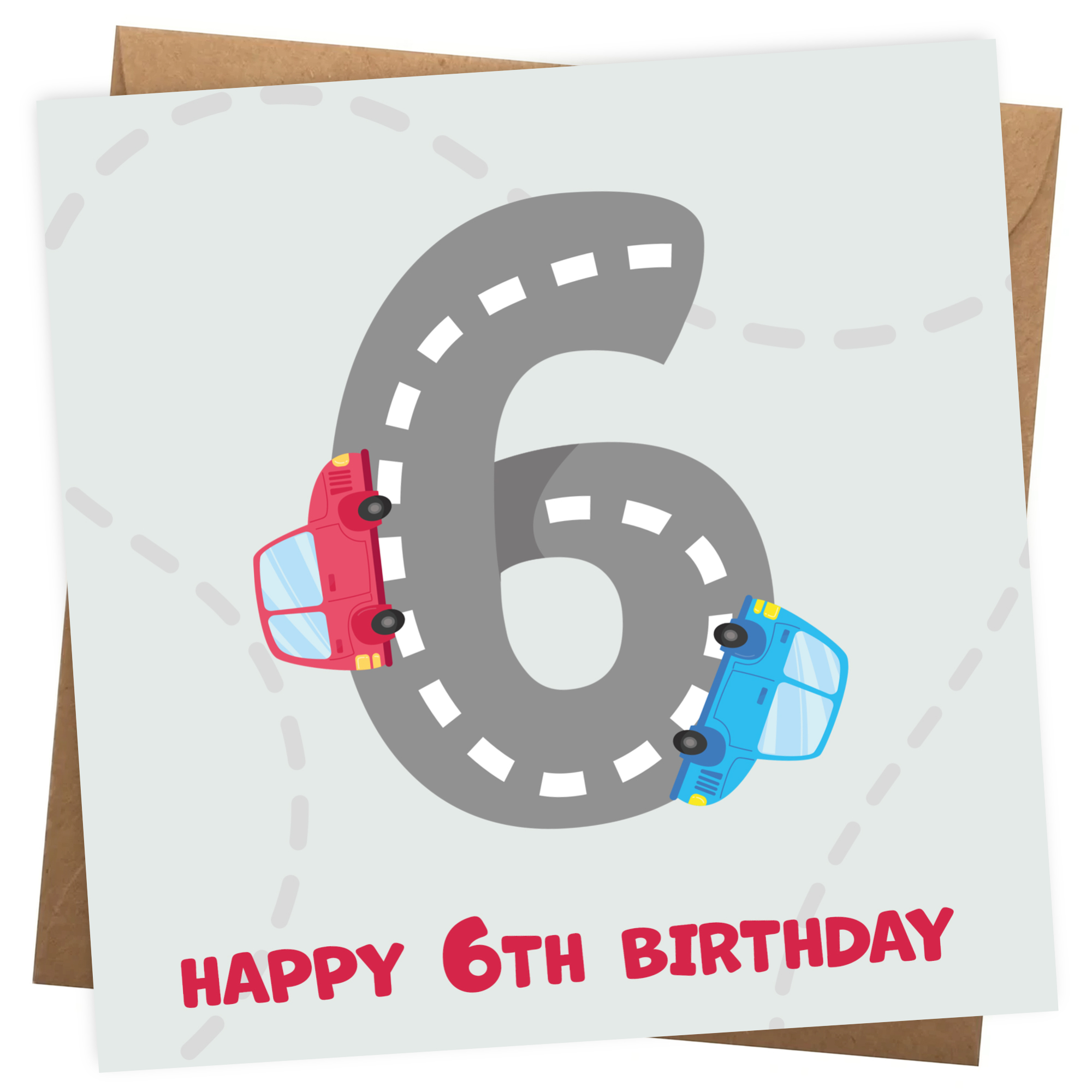 Boys 6th Birthday Card - Cars Playmat Design