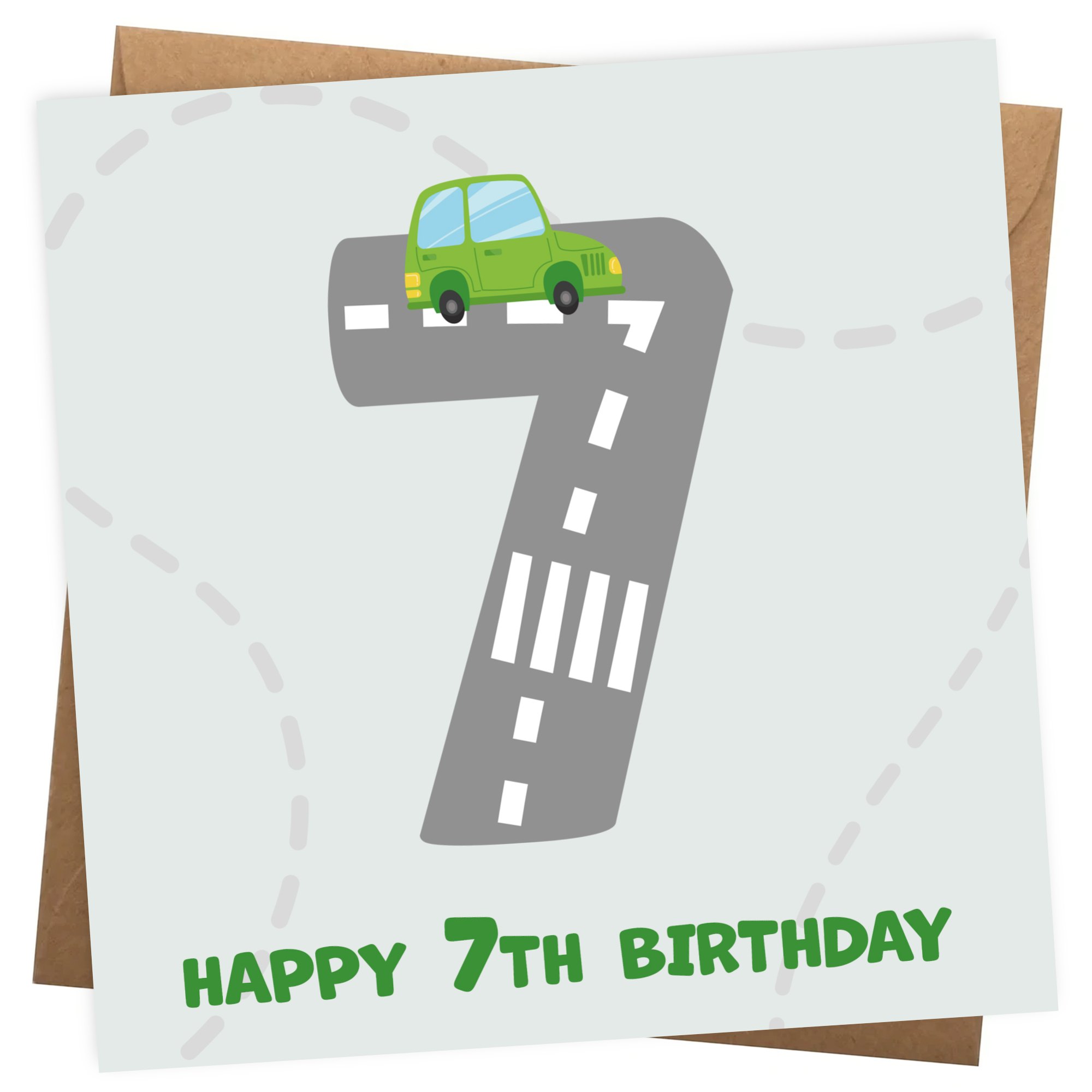 Boys 7th Birthday Card - Cars Playmat Design