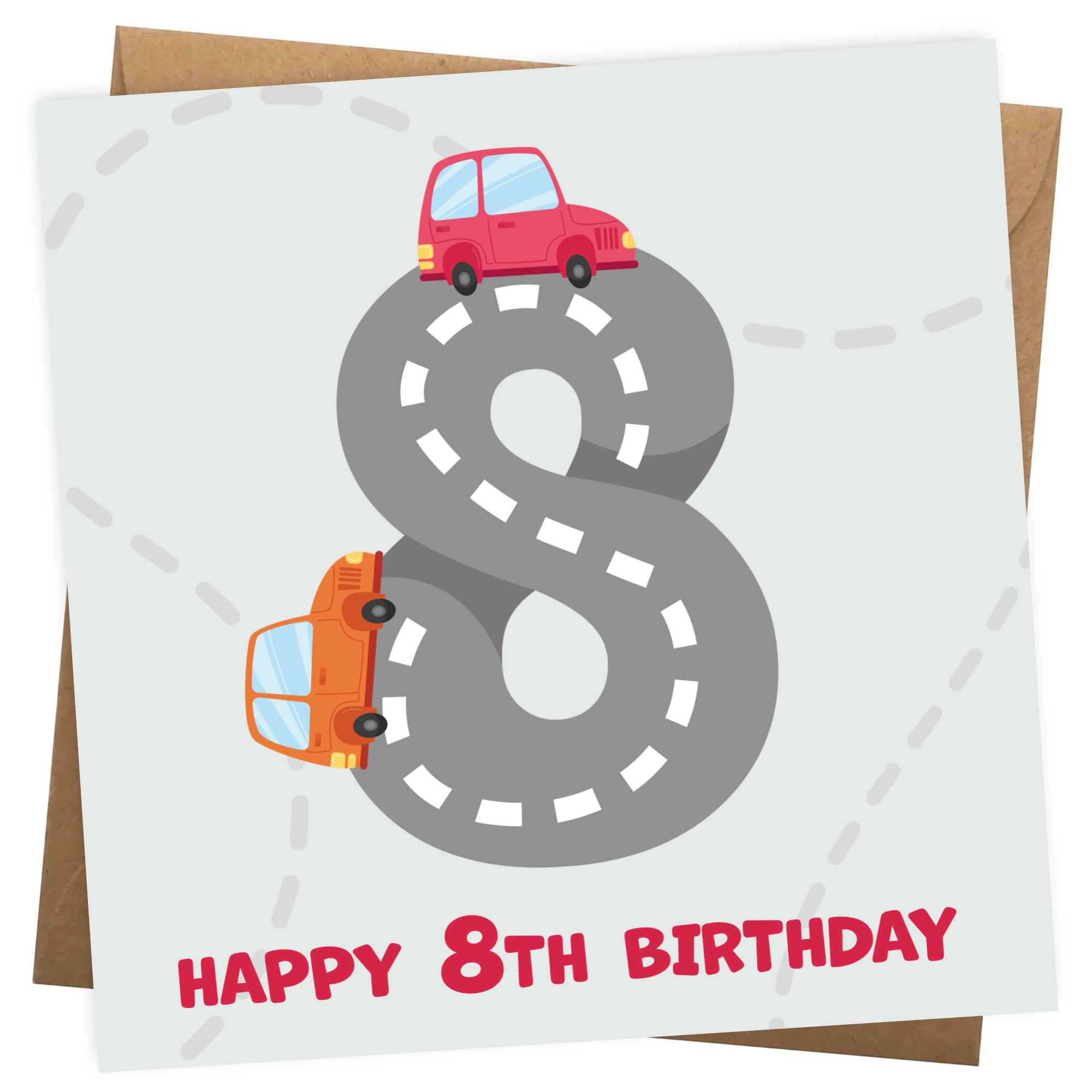 Boys 8th Birthday Card - Cars Playmat Design