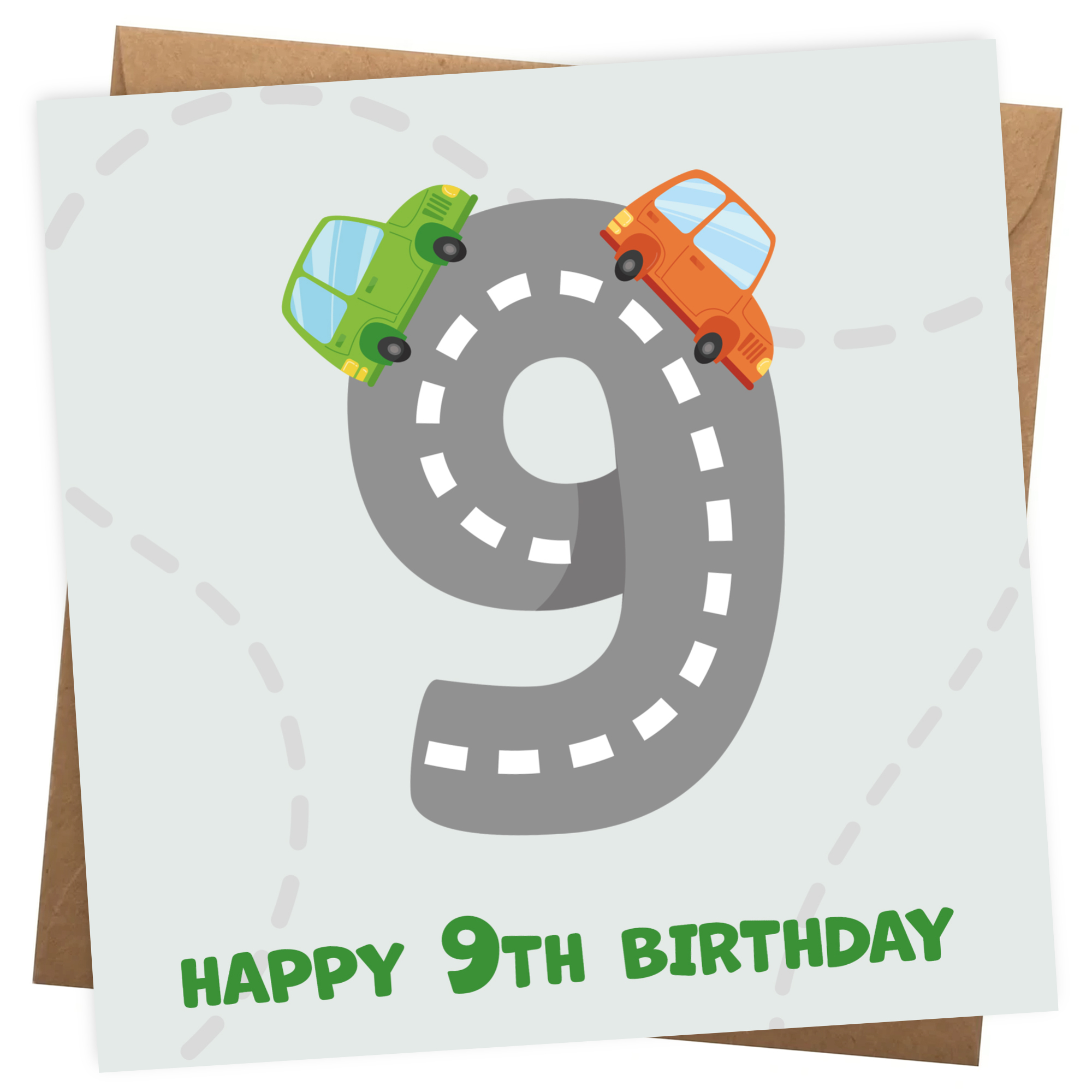 Boys 9th Birthday Card - Cars Playmat Design