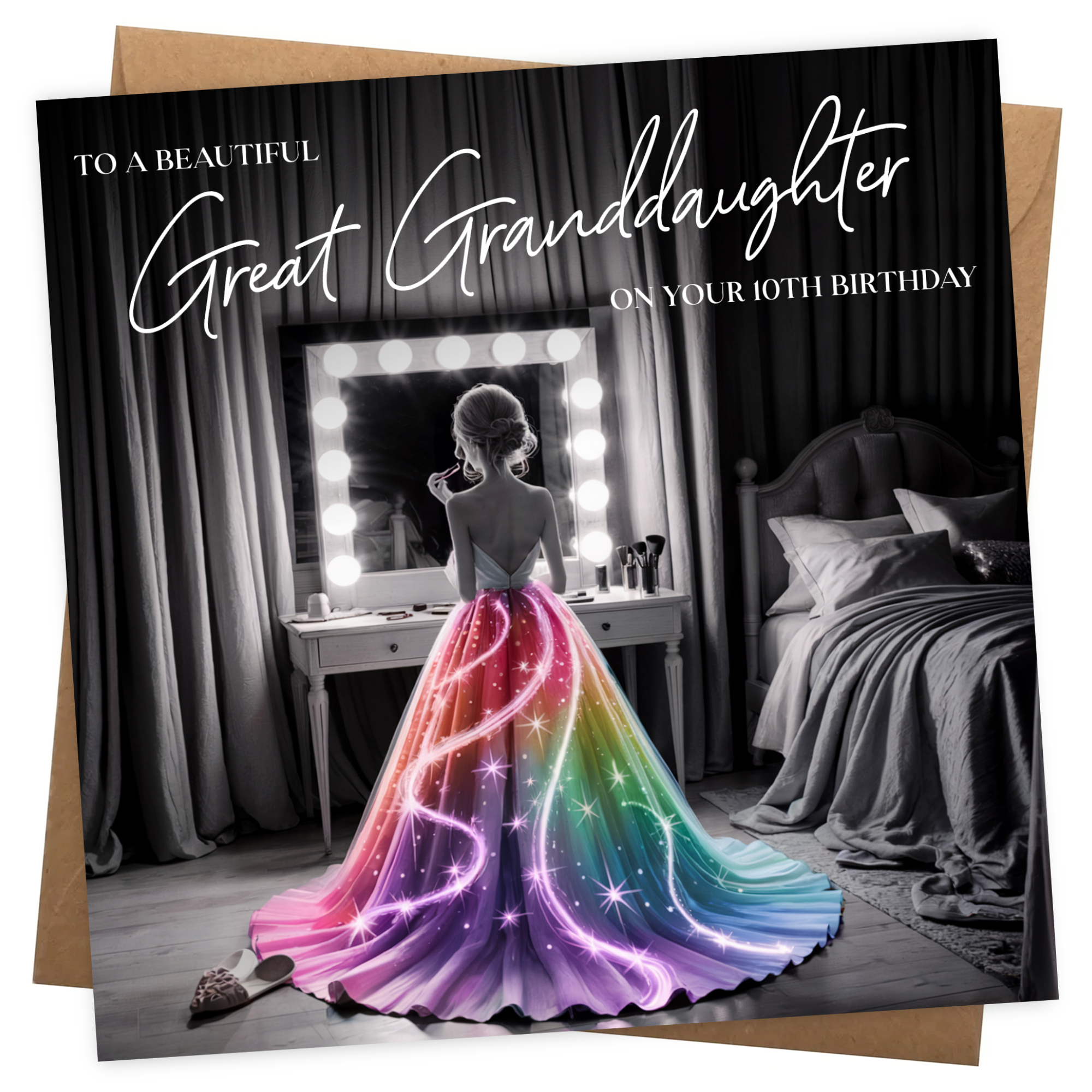 Great Granddaughter 10th Birthday Card - Elegant Great Granddaughter Age 10