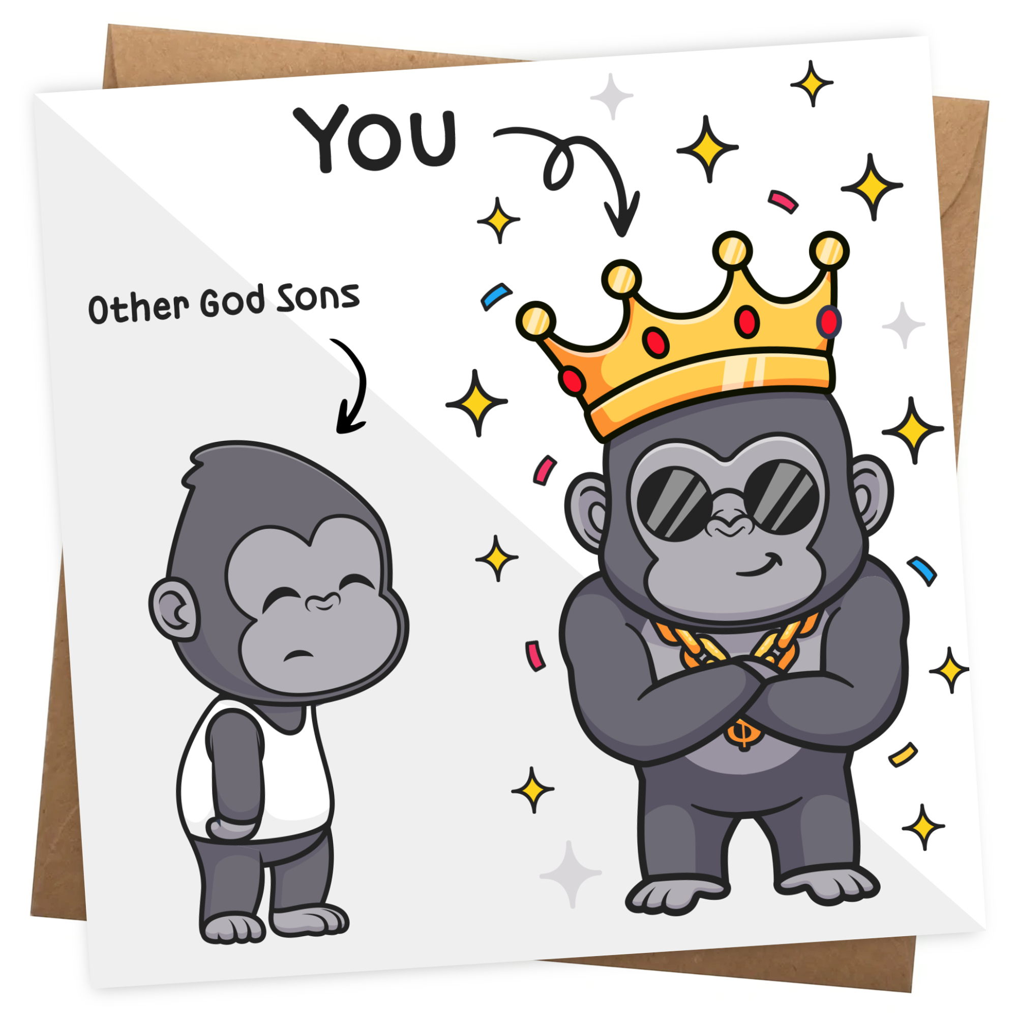 God Son Birthday Card for Him - Funny Gorilla Theme - Other God Sons