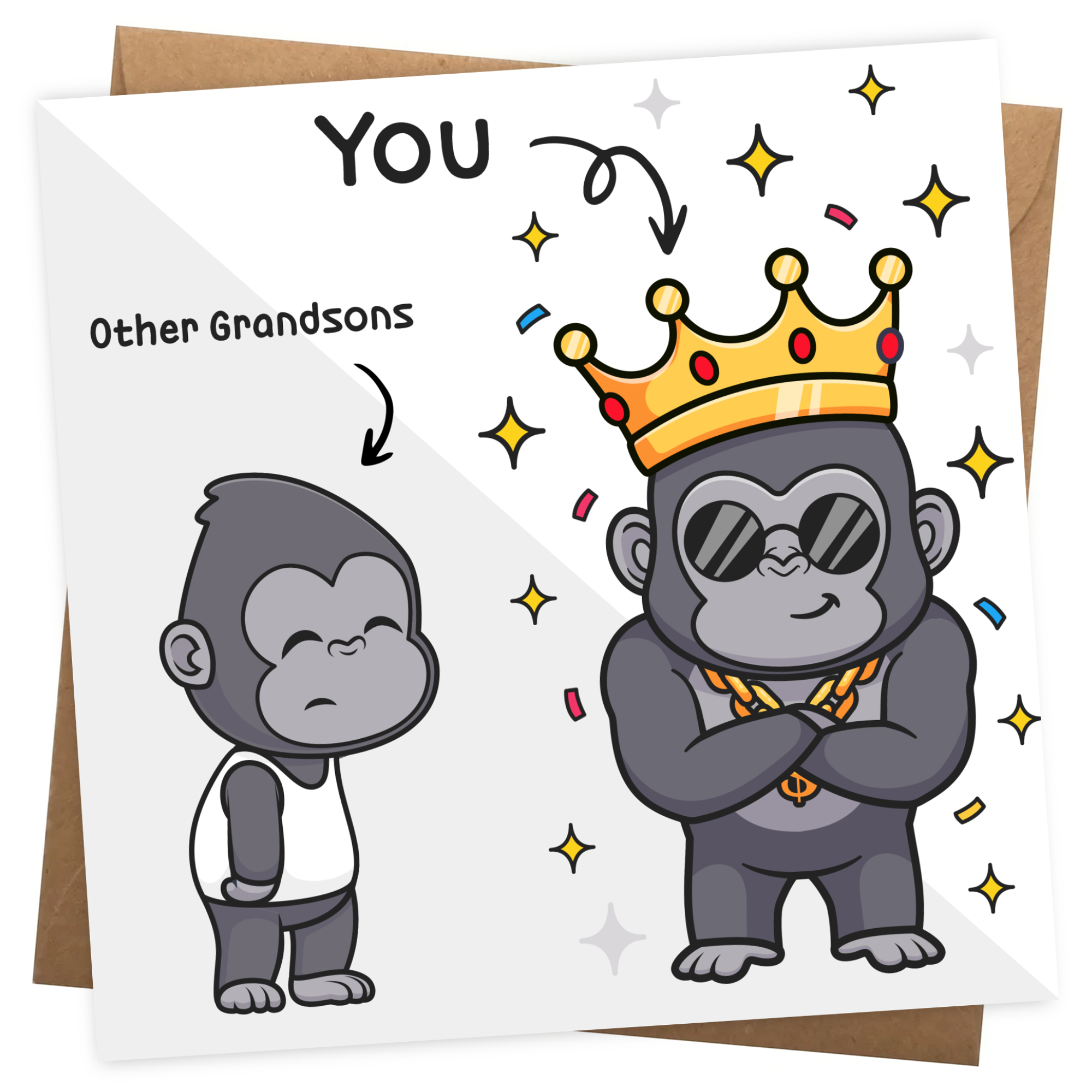 Grandson Birthday Card for Him - Funny Gorilla Theme - Other Grandsons