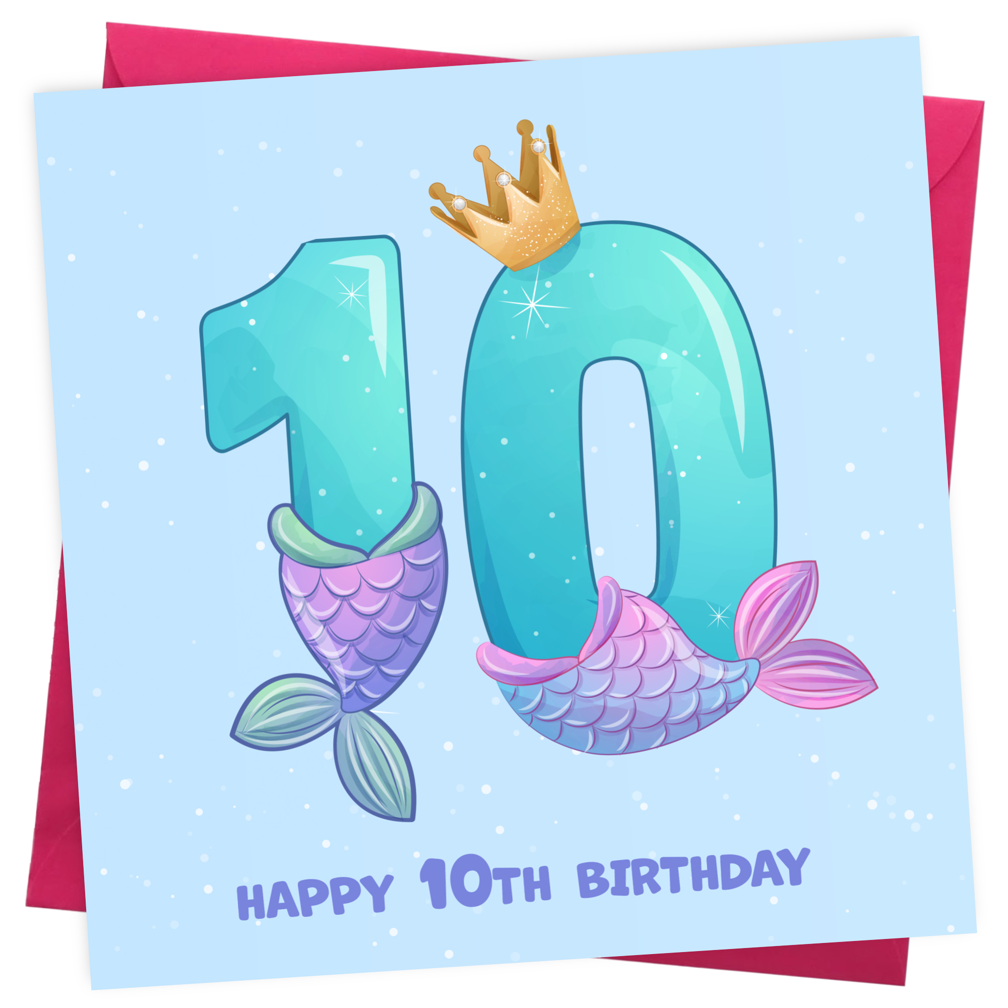 10th Birthday Card for Girl - Mermaid