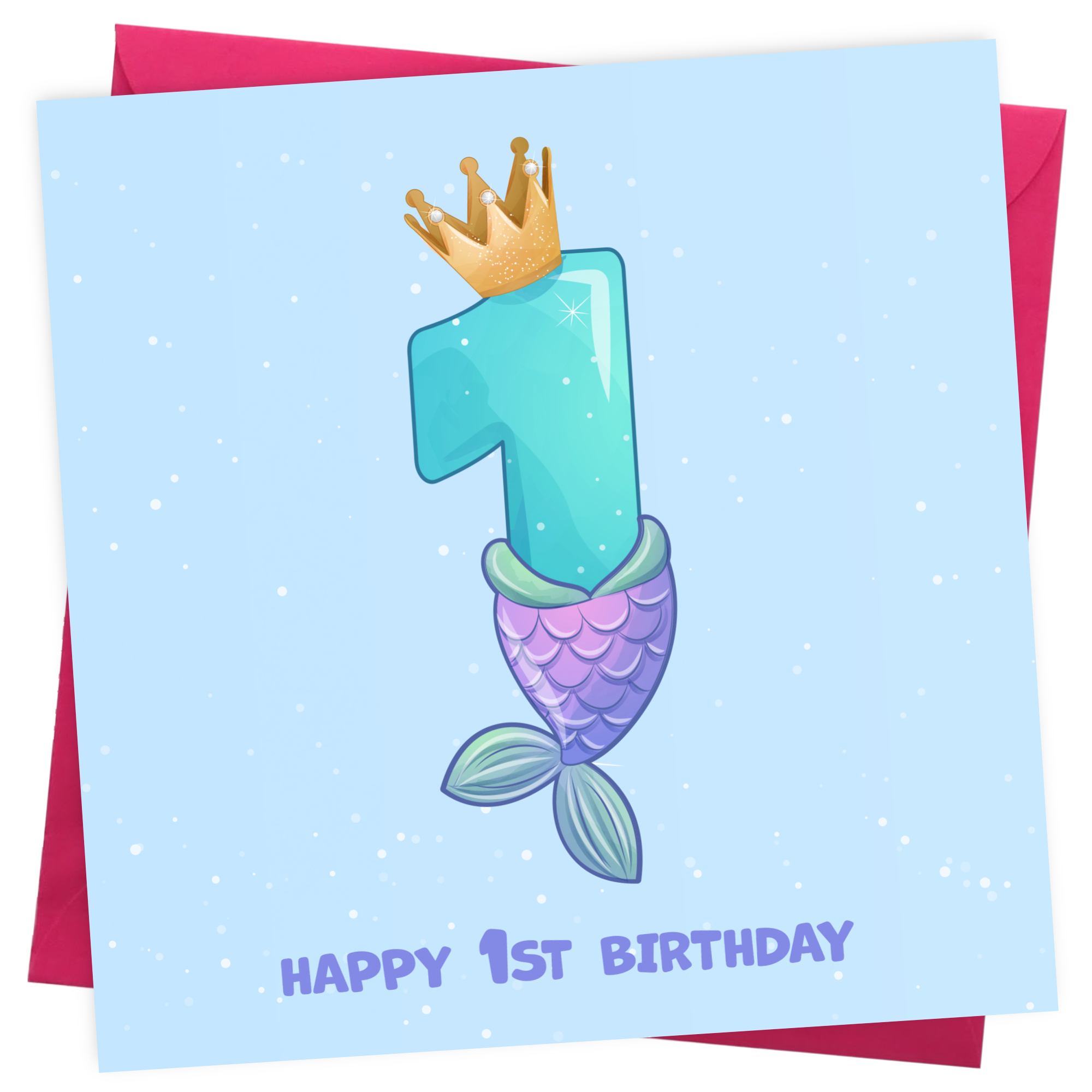 1st Birthday Card for Girl - Mermaid