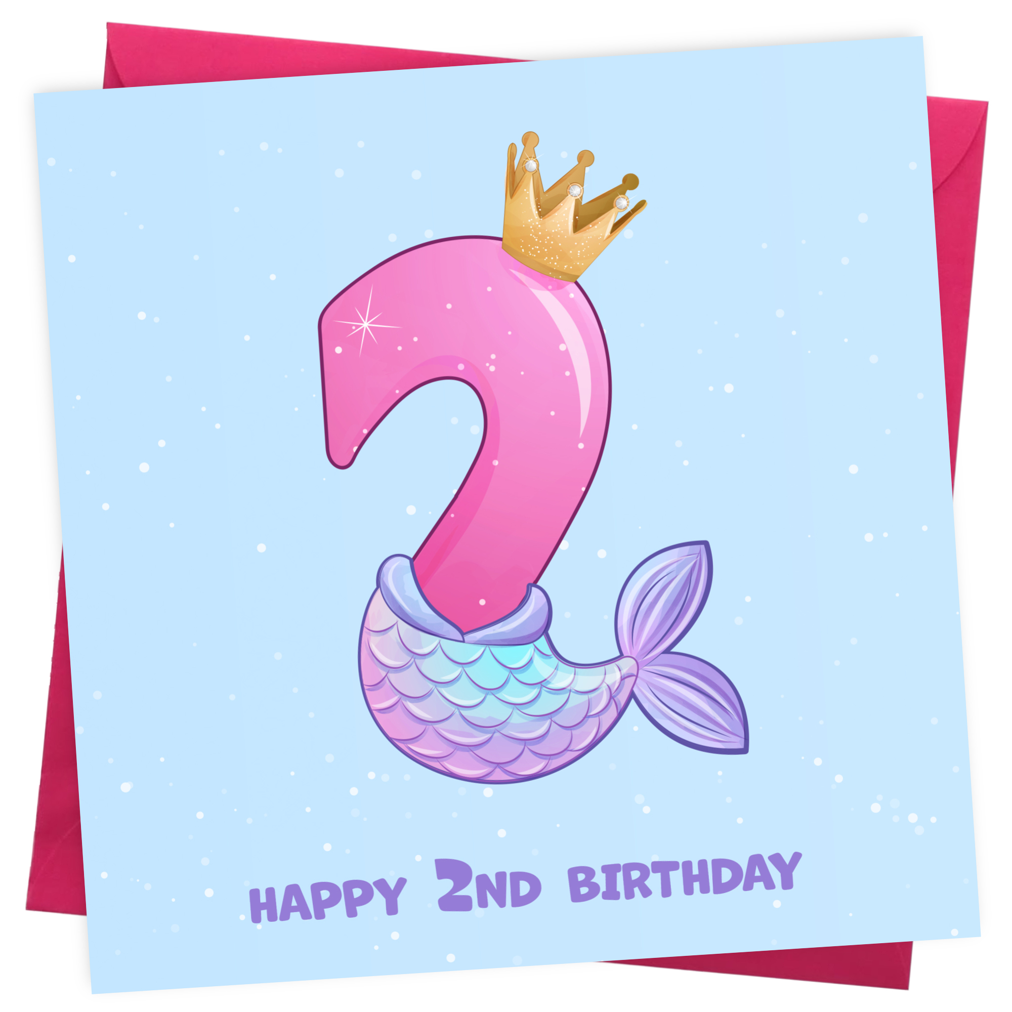 2nd Birthday Card for Girl - Mermaid