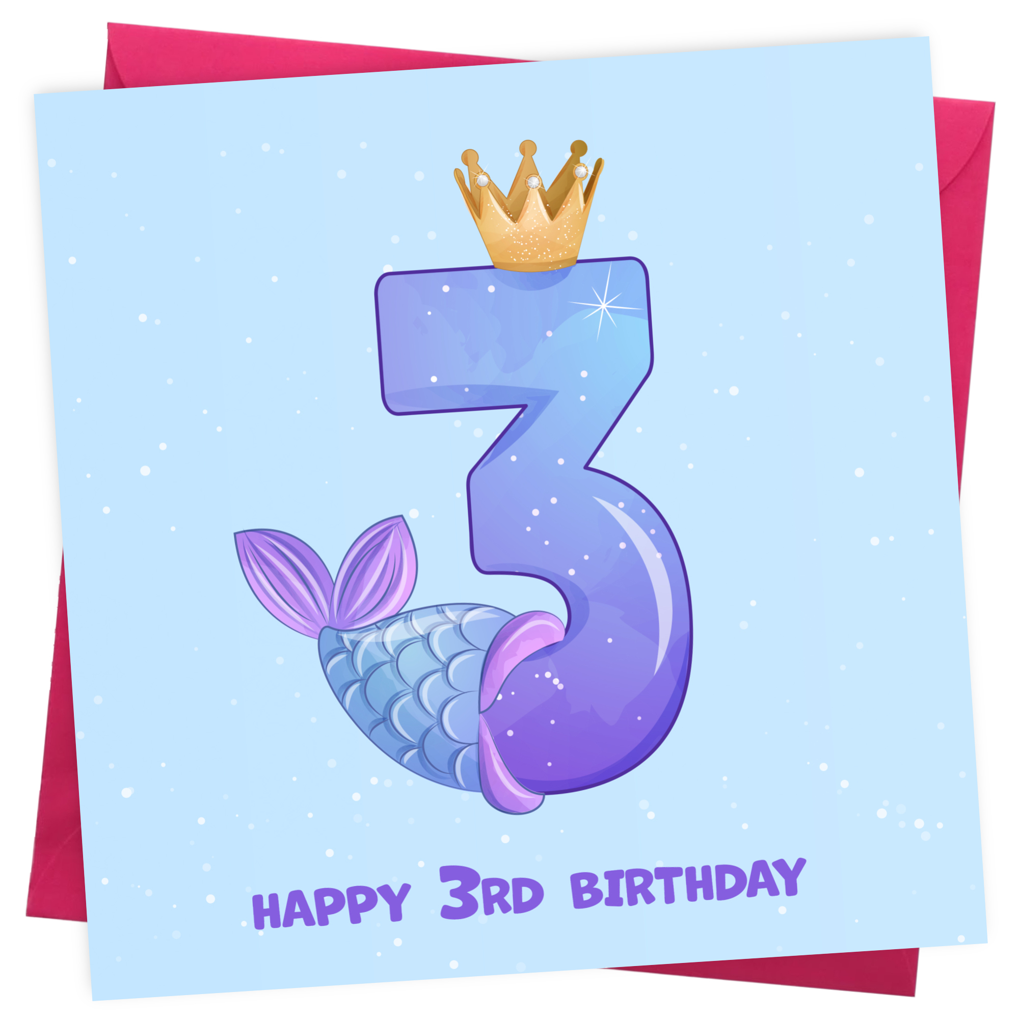 3rd Birthday Card for Girl - Mermaid