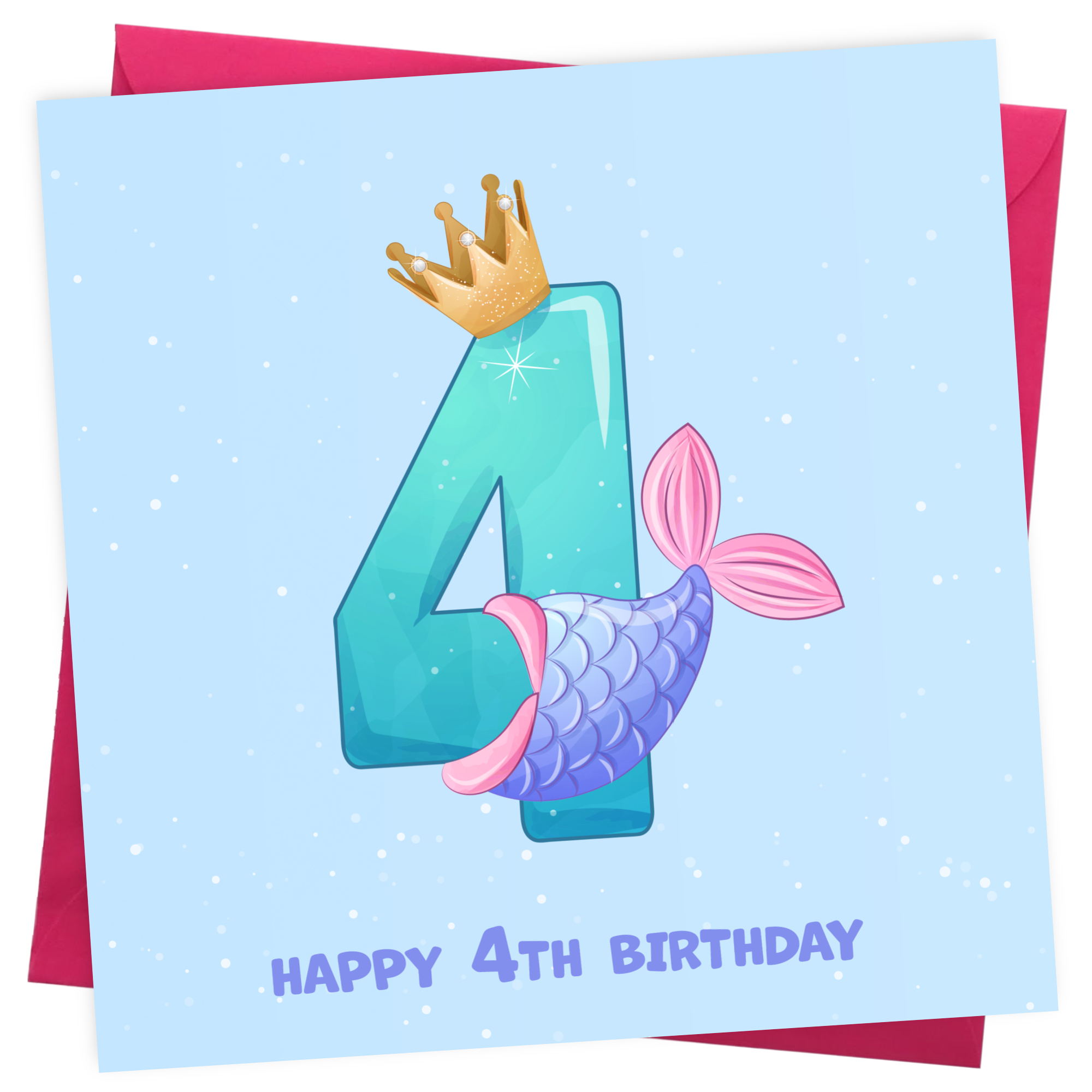 4th Birthday Card for Girl - Mermaid