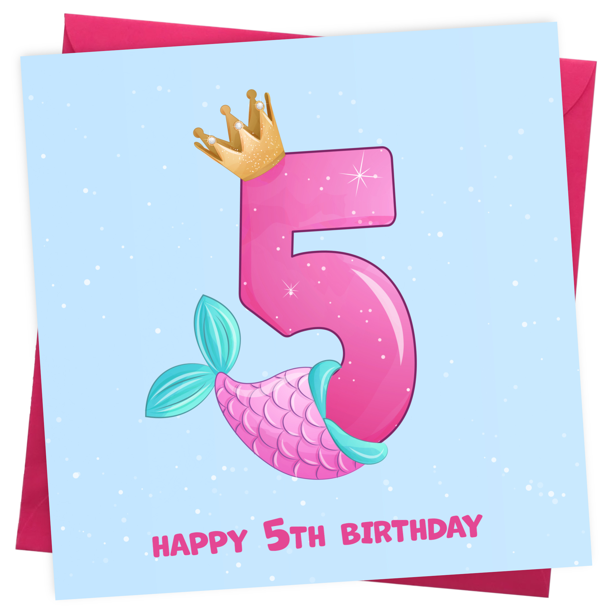5th Birthday Card for Girl - Mermaid