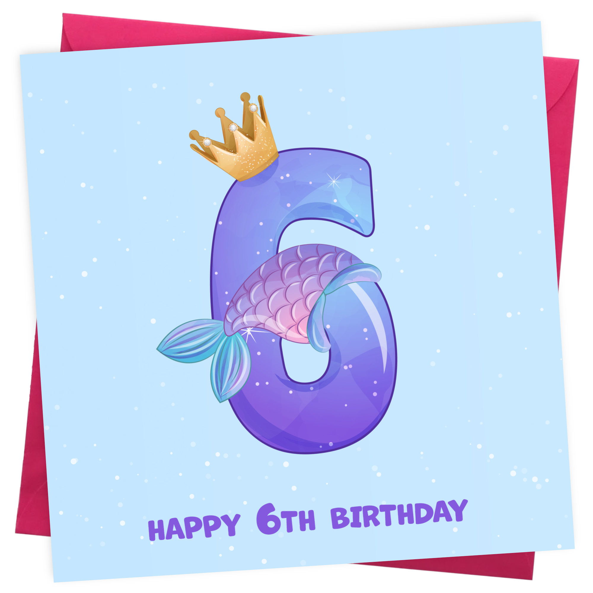 6th Birthday Card for Girl - Mermaid