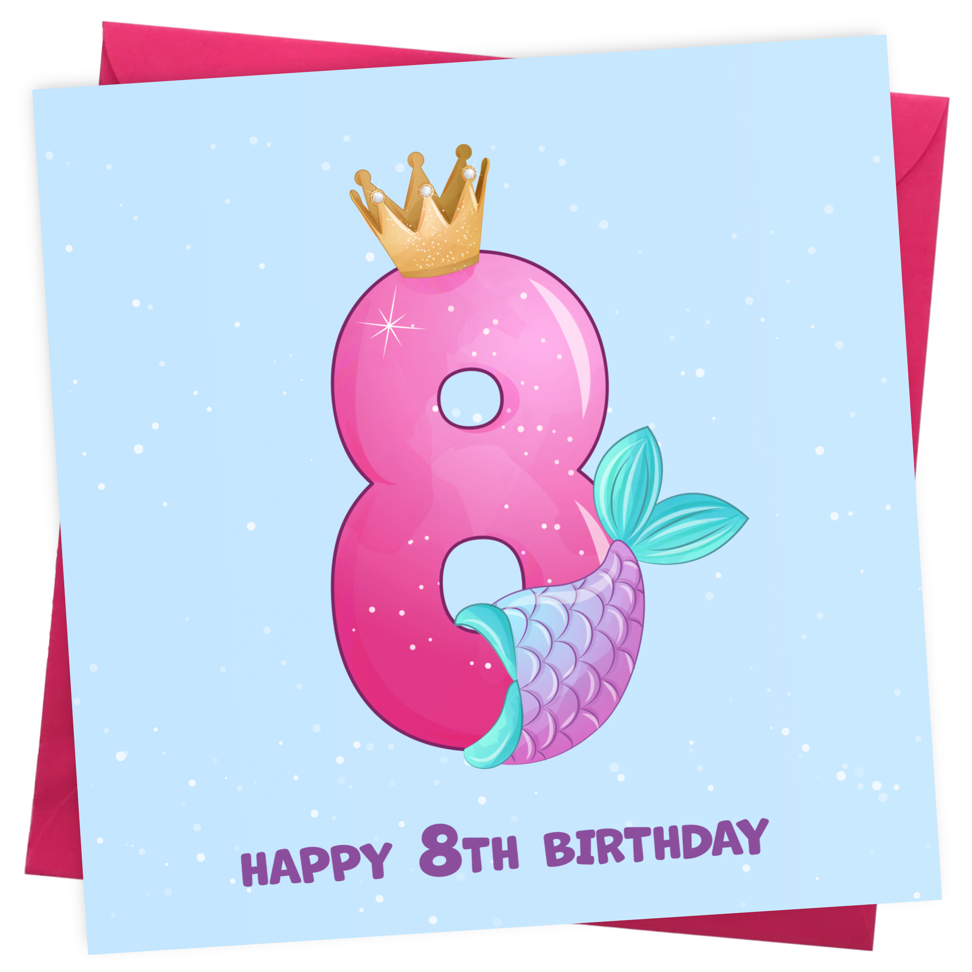 8th Birthday Card for Girl - Mermaid