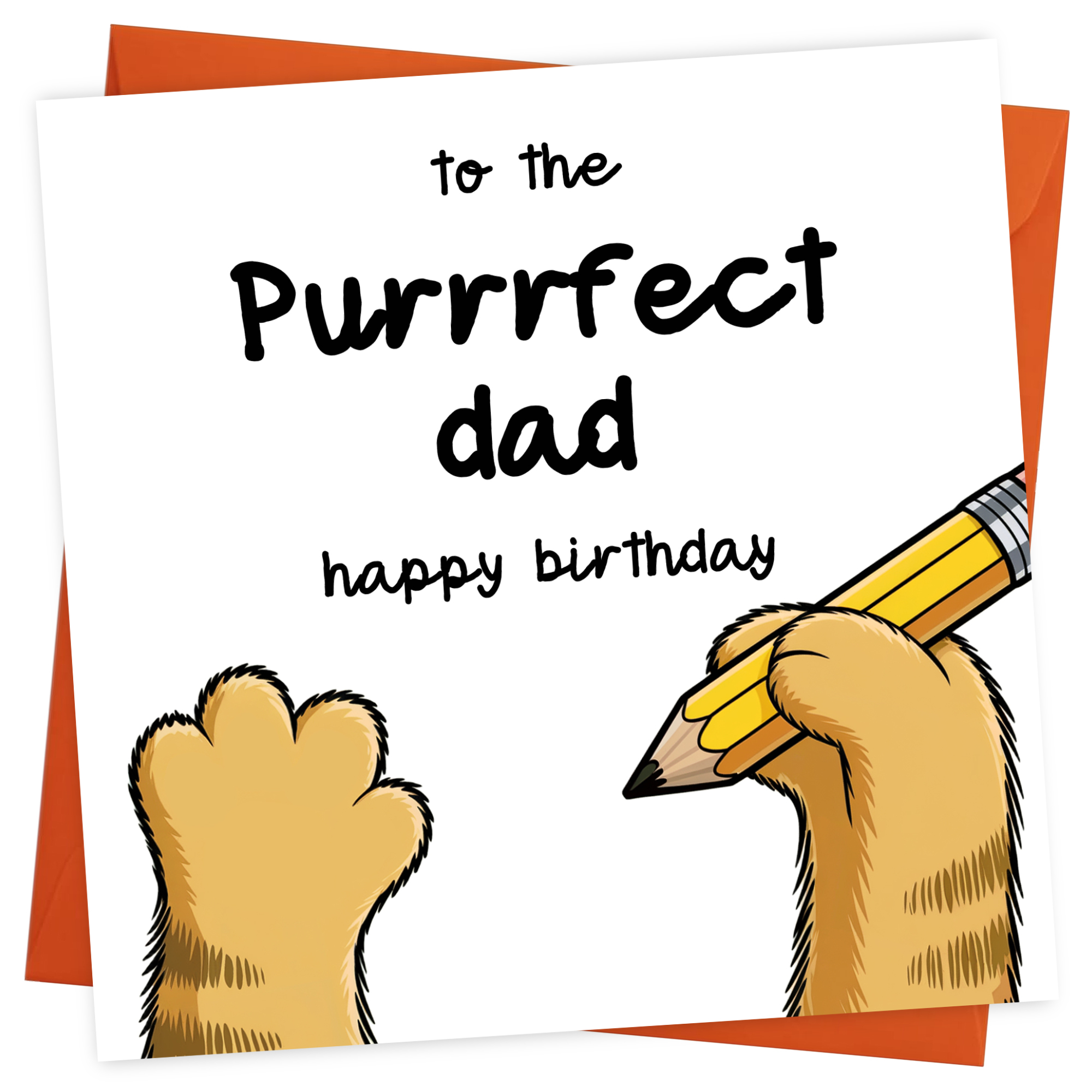 Cat Dad Birthday Card for Men - Purrrfect Funny Birthday Card from the Cat