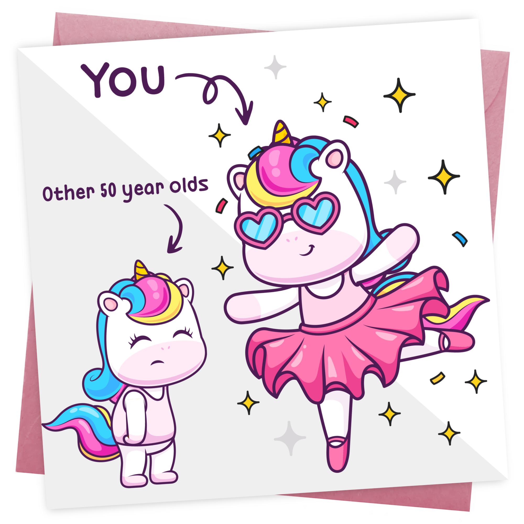 Funny 50th Birthday Card for Her - Unicorn Theme