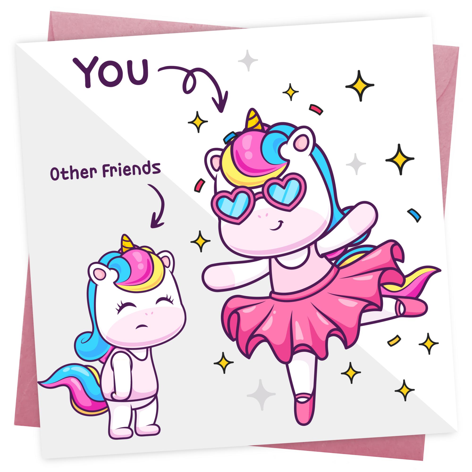Funny Friend Birthday Card - Unicorn Theme Other Friends