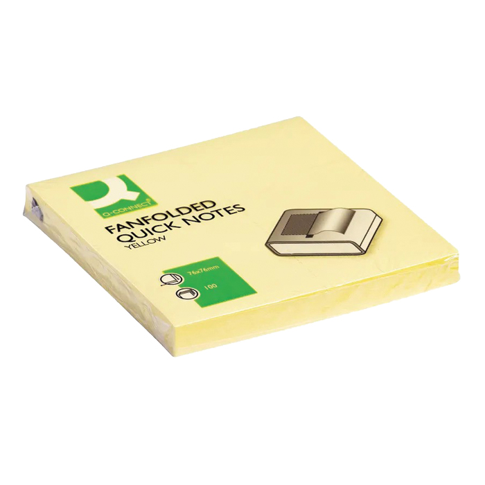 Q-Connect Fanfold Quick Sticky Notes 75 x 75mm - Yellow - (Pack 12)