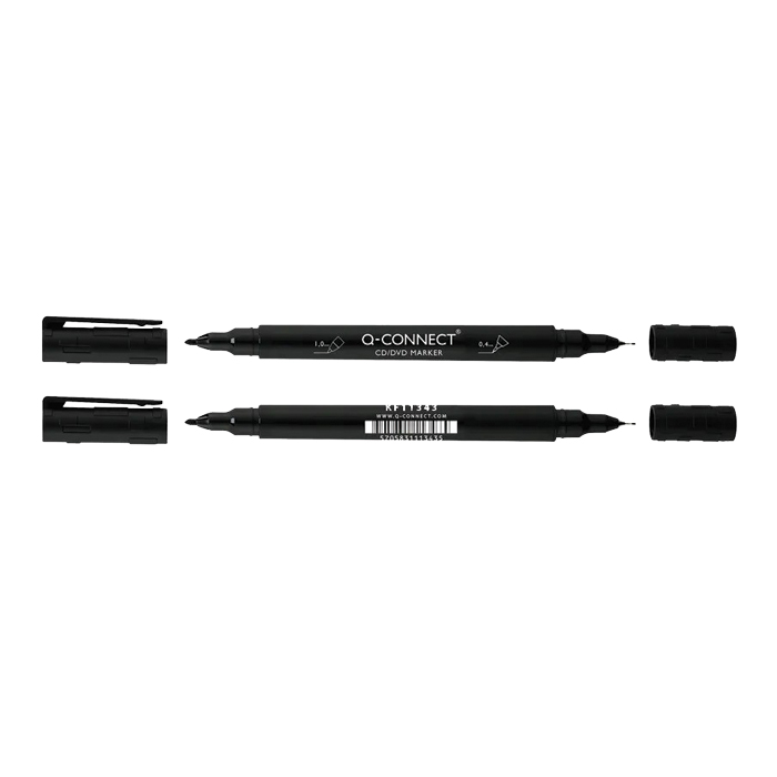 Q-Connect Dual Tip Marker Pen - Fine / Ultra Fine - Black Ink - (Pack 10)