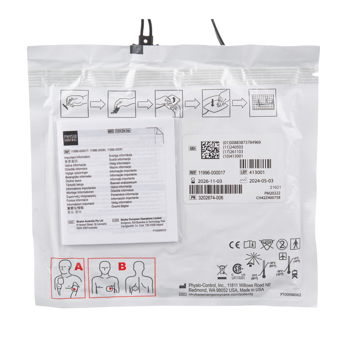 LIFEPAK 1000 Quik-Combo Electrode Pads - Adult - (Single)