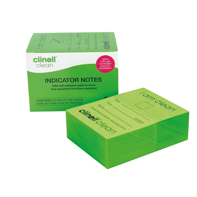 Clinell Clean Indicator Adhesive Notes - Green - 4 x 250 - (Pack 1000)
