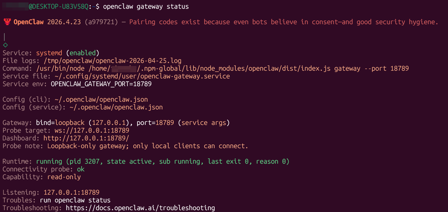 OpenClaw gateway status