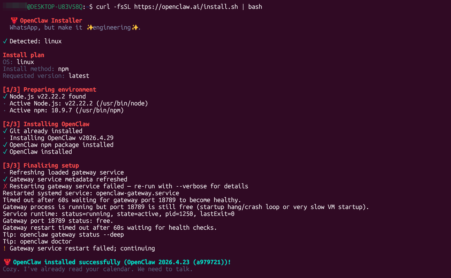 OpenClaw Installed