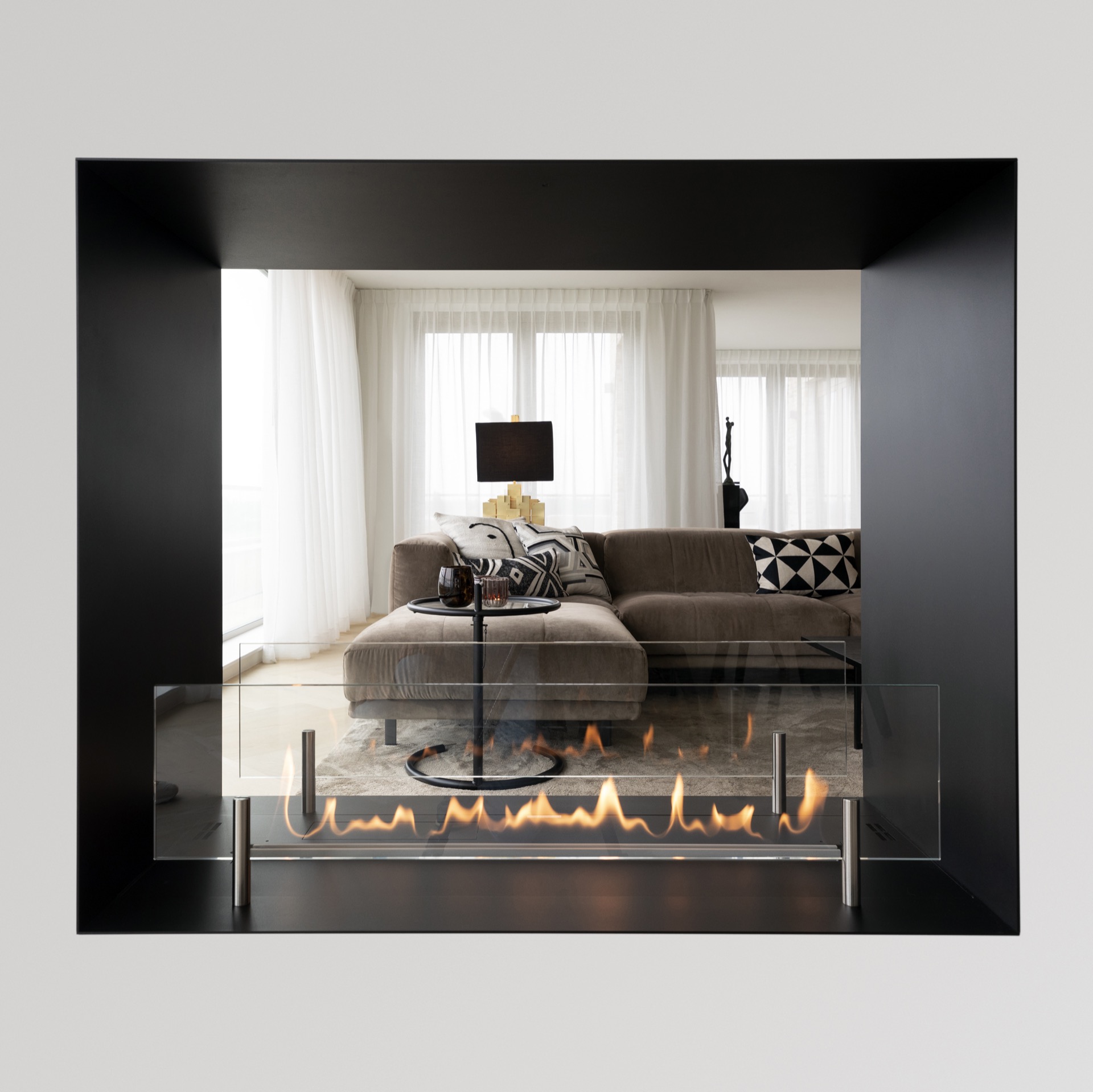 Luxury penthouse - HOOG.design - Exclusive living inspiration - Luxury Penthouse Interior Design With Statement Fireplace