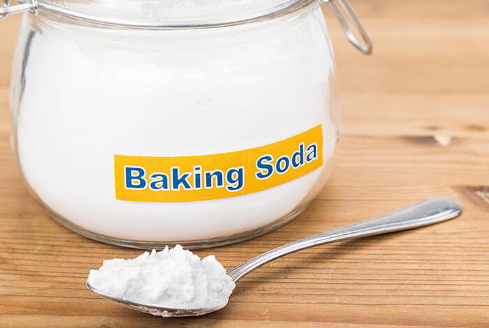 a glass container labeled 