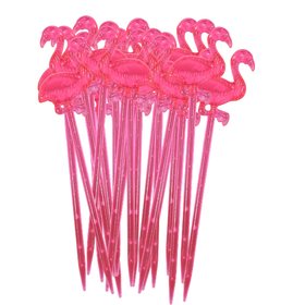 20 Plastic Flamingo Cocktail Sticks