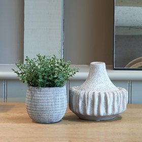 White Washed Vase Ridge Design Small