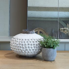 White Spotted Round Vase