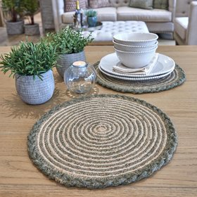 Plaited Jute Placemat Olive