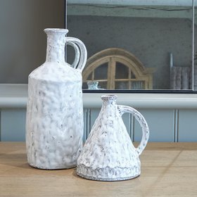 White Mottle Terracotta Vase With Handle