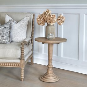 Brompton Round Weathered Oak Side Table