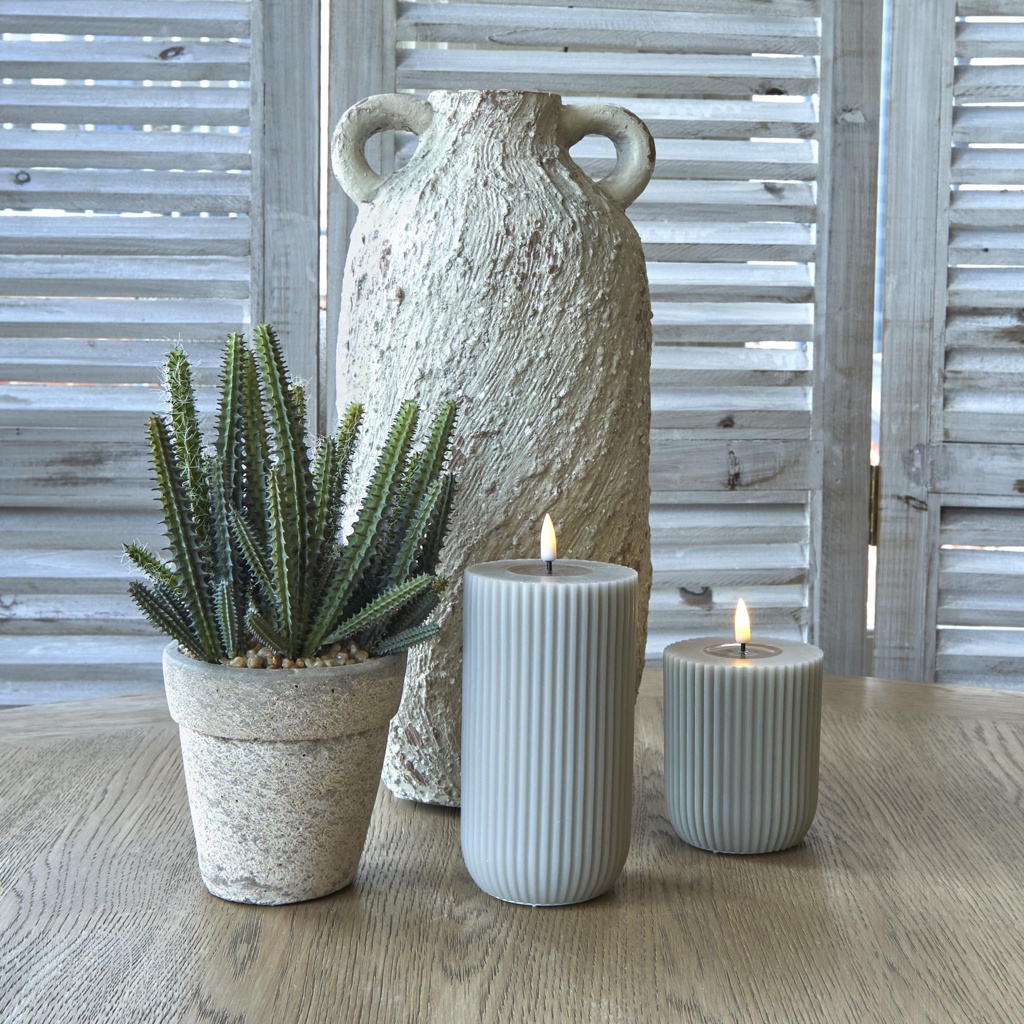 Sand LED Stripe Candle Large