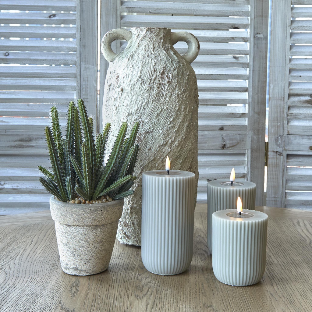 Sand LED Stripe Candle Medium