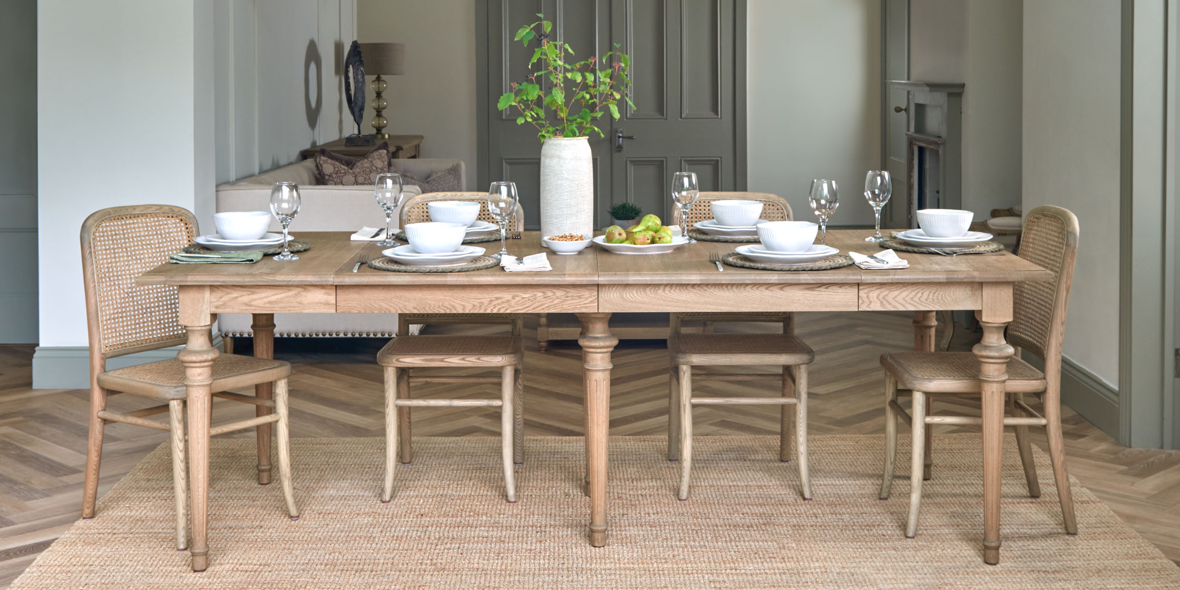 Small Brunswick Rectangular Extending Weathered Oak Dining Table