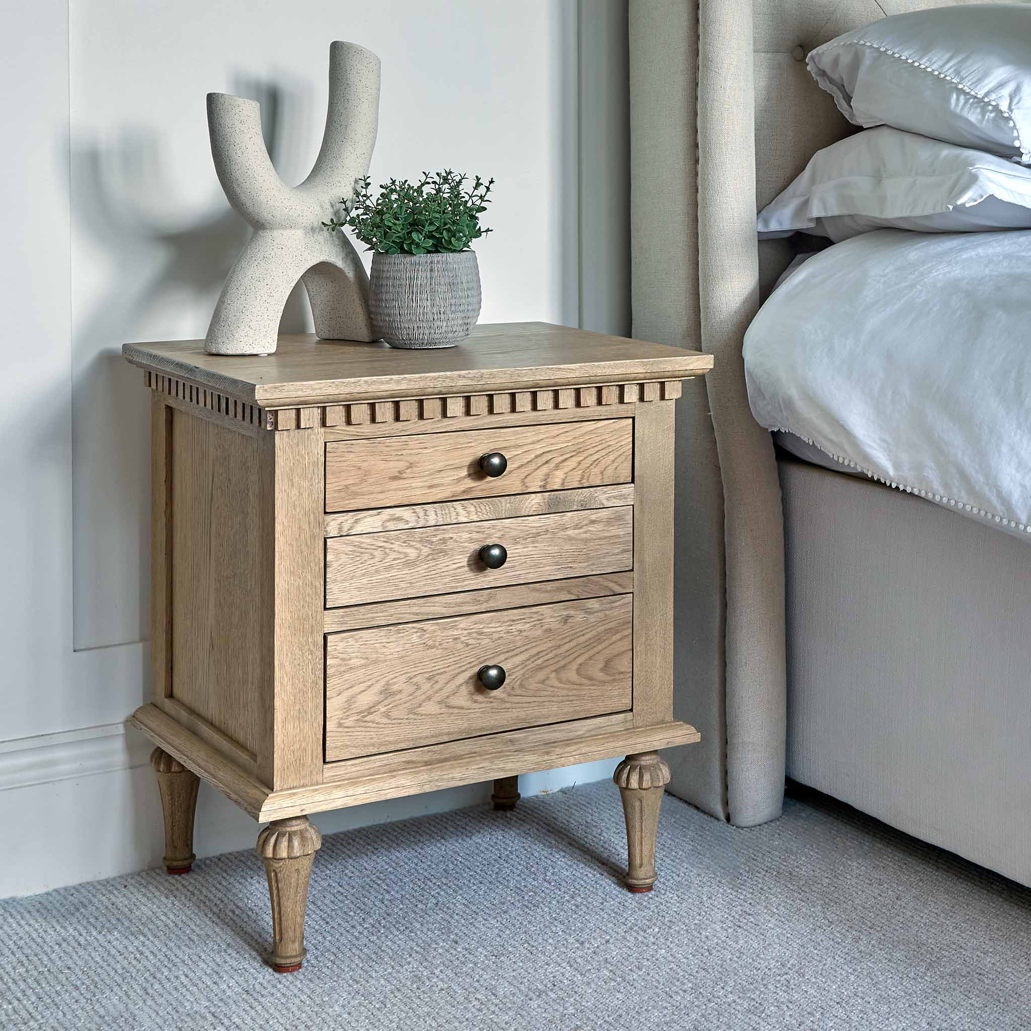 Claremont Weathered Oak Bedside Table - Small