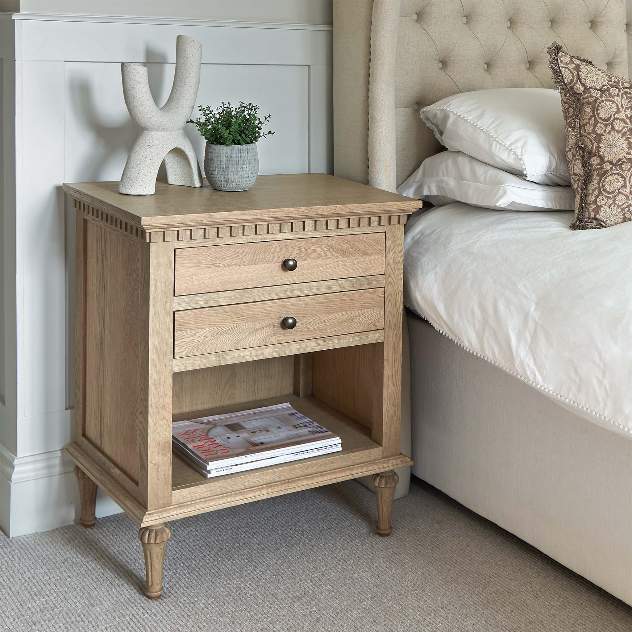Claremont Weathered Oak Bedside Table - Large