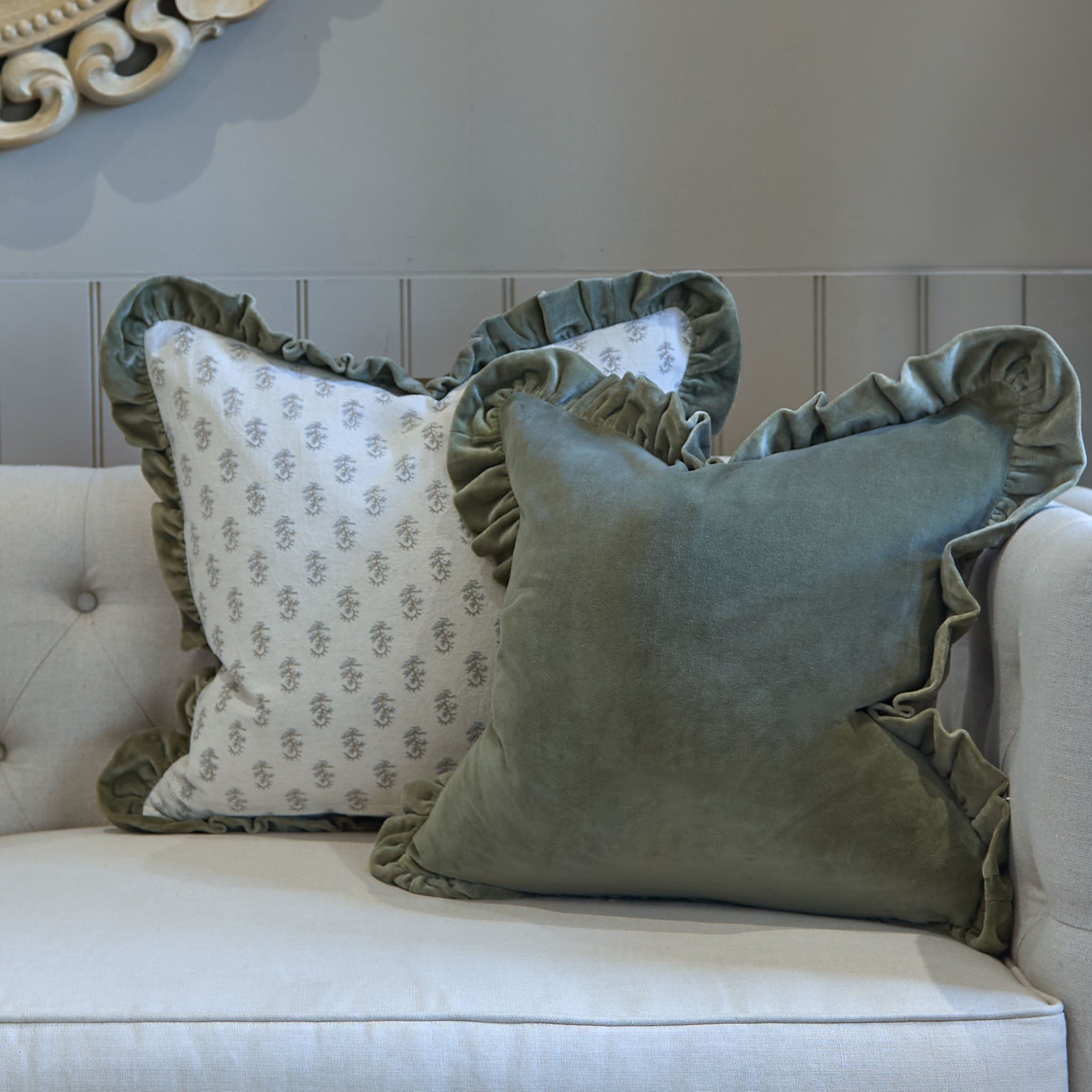 Matilda Velvet Ruffle Cushion