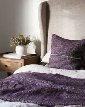 Extra Large Plum Woven Wool Throw