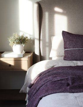 Extra Large Plum Woven Wool Throw and Cushions