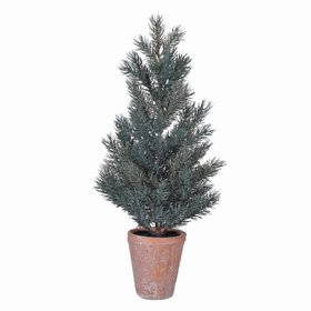 Faux Christmas Tree in Terracotta Pot