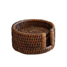 Marbury Brown Rattan Coasters