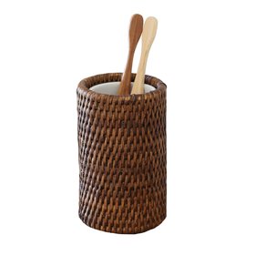 Marbury Brown Rattan Toothbrush Holder